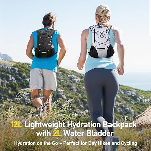 Lightweight Hydration Backpack, Running Backpack with 2L Water Bladder, Hydro Water Daypack for Cycling Hiking Rave for Men Women thumbnail 8