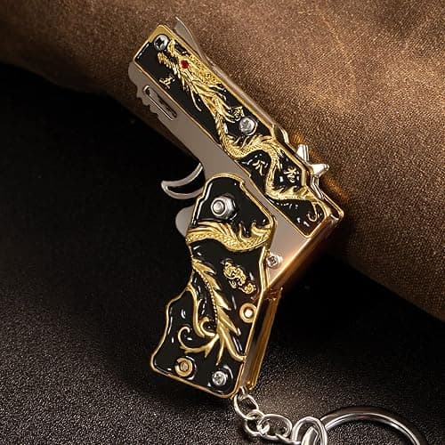 Mini Golden Dragon Rubber Band toy Metal folding keychain Rubber band toy Novel and funny Creative Outdoor party gift (Black Golden Dragon) thumbnail 2