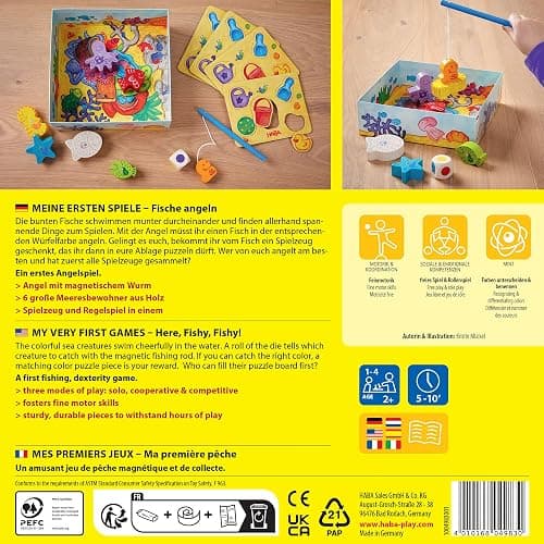 HABA My Very First Games - Here Fishy Fishy! Magnetic Fishing Game Ages 2+ Made in Germany Toddler Games, Learning Toys, Preschool Toys - English Box thumbnail 8