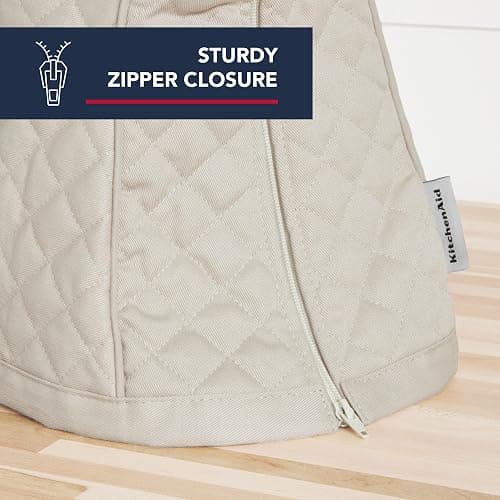 KITCHENAID Fitted Tilt-Head Stand Mixer Cover with Storage Pocket, Quilted 100% Cotton,14.4"x18"x10", Milkshake thumbnail 3