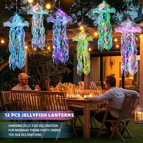 YOVIWEI Jellyfish Decor - 12 Pcs Jellyfish Lanterns for Under the Sea Decorations, Hanging Jelly Fish Decoration for Mermaid Theme Party & Birthday Gifts for Women Girls (6 Colors) thumbnail 6