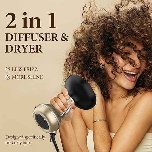BAUTIA Diffuser Hair Dryer for Curly Hair, Hair Dryer Diffuser for Blow Dry and Volumizing, Lightweight Curly Hair Diffuser Easy to Use thumbnail 3