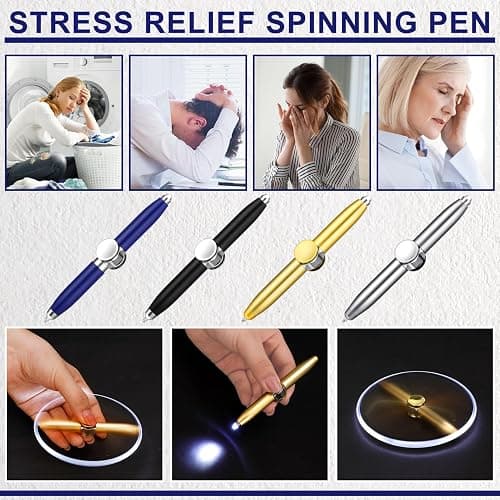 HEQU 4 Pieces Spinning Fidget Pen Fidget Ballpoint Pen Metal Writing Tool Practical Pen Stress Reducer Ballpoint Pen with LED Light thumbnail 3