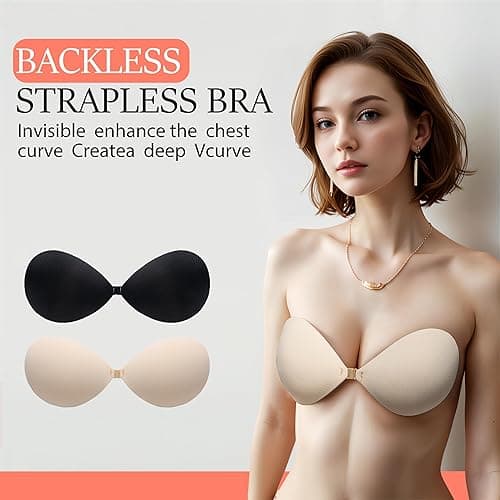 BALIWELL Adhesive Bra Push Up, Women Strapless Sticky Backless Dress Bras, Invisible Lifting Stick on Bra - B thumbnail 2