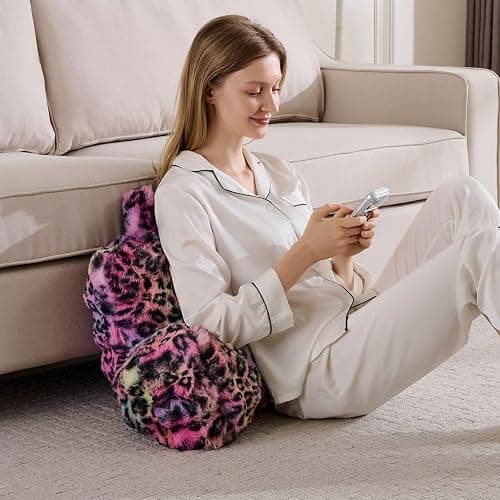Animebody Reading Pillows for Boyfriend Adult,Velvet Back Pillow Bed Wedge Large, Back Rest Support Cushion for Sitting in Bed Kids Children 18inch-Rainbow Leopard thumbnail 4