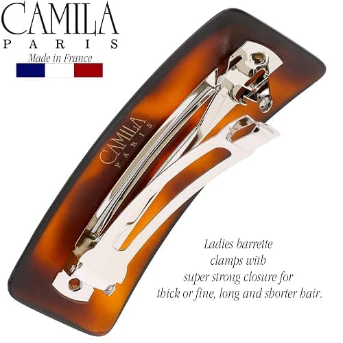 Camila Paris CP818 French Hair Barrette Clip for Girls for Thick Curly Wavy Long Hair, Strong Hold Grip Hair Clips for Women, Automatic, No Slip Durable Styling Girls Hair Accessories, Made in France - Tortoise Shell thumbnail 7