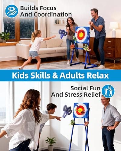 Axe Throwing Game for Backyard with Bristle Target & 12 Throwing Axes Set, Indoor & Outdoor Games for Adults, Kids & Family, Yard Games Toys, Axe Throwing Target,Dart Board,Carnival Games(Blue) thumbnail 6