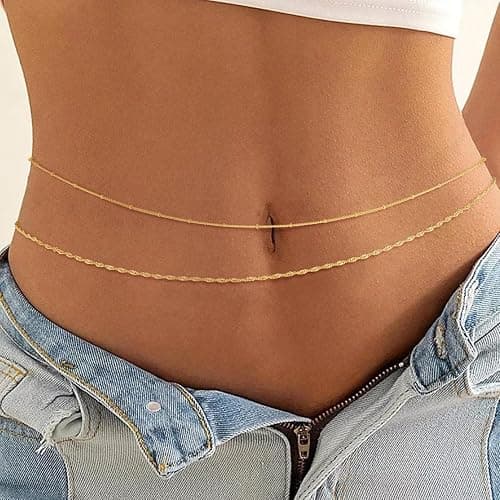 SUFOPE Gold Waist Chain for Women Dainty 14K Gold Plated Layered Belly Chain Adjustable Bikini Belly Beads for the Waist Waterproof Beach Accessories Body Chain Jewelry for Gifts thumbnail 3