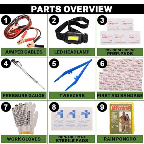 Car Roadside Emergency Kit with Battery Jumper Cables,Car Accessories for Men or Women,Automotive Safety Kit for Car,Vehicle, Truck or SUV,Gifts for Men or Him, Purple thumbnail 2