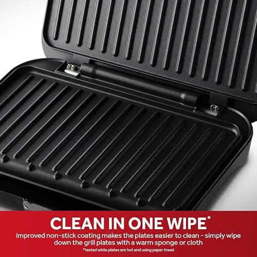 George Foreman Medium Electric Fit Grill [Non stick, Healthy, Griddle, Toastie, Hot plate, Panini, BBQ, Energy saving, Vertical storage, Easy clean, Drip tray, Ready to cook light] Black, 1630W 25810 thumbnail 5