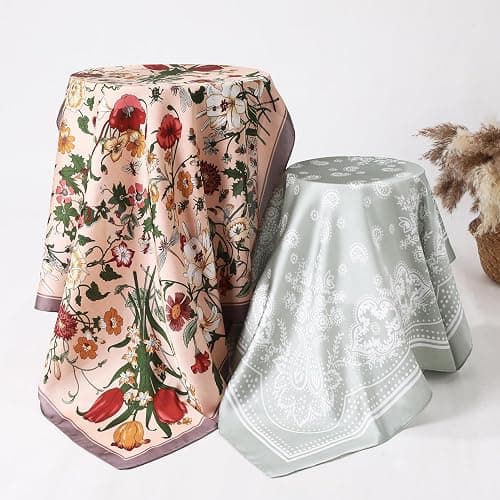 JATEBI 6 Pcs 27'' Square Head Scarves for Women Silk Like Lightweight Bandana Scarf with Paisley and Floral Patterns thumbnail 6
