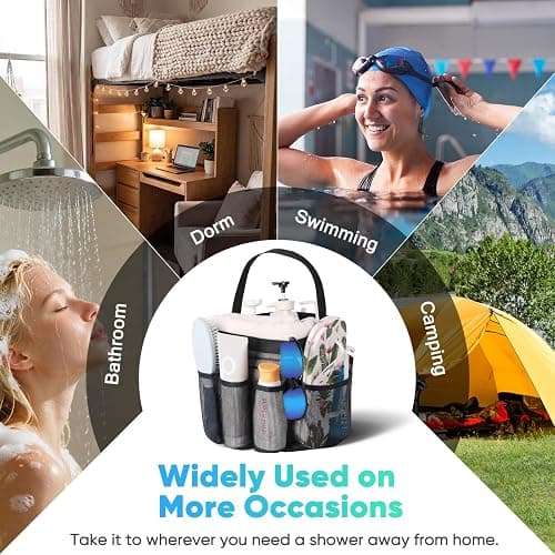 EUDELE Mesh Shower Caddy Portable for College Dorm Room Essentials, Shower Caddy Dorm with 9-Pocket Large Capacity, Quick-Dry Hanging Toiletry Bag for Beach, Swimming, Gym, Camping, Travel essentials thumbnail 7