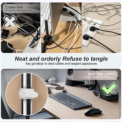 Nearockle 24Pcs Silicone Cable Straps Cord Organizer for Bundling Earphone, Phone Charger, Computer Cords, Reusable Cable Ties Wire Organizer in Home,Office,Kitchen,School (4 Colors) - 4.2 Inch - Multicolor B thumbnail 5