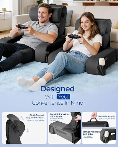 Kayfia Reading Pillow with 30-90° Stepless Adjustable Angle & Height, 2 in 1 Back Wedge Pillow for Bed Sitting up, Backrest Pillow for Reading/Gaming/Working in Bed or Couch, Medium, Black thumbnail 4