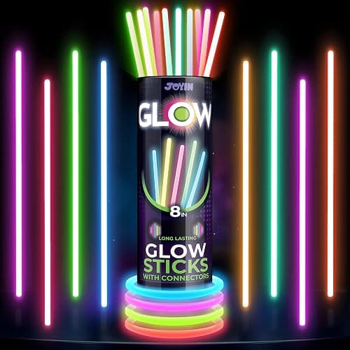 JOYIN Knicklichter Party Set für Kinder,100 Stück Leuchtstäbe, 100 Verbinder, 7 Farben, Neon Knicklichter Ketten Sets für Halloween decoration, Party Deko für Festival Hochzeiten Weihnacht thumbnail 8