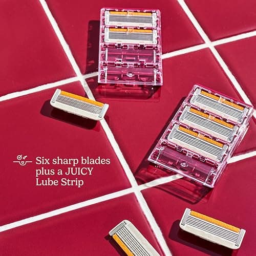 Dollar Shave Club For Women | 1 Maroon Wavy Grip Handle, 4 Razor Refills, 1 Cashmere Santal Shave Butter, 1 Sugar Scrub, 1 Body Balm, 1 Shower Hanger | Razors for Women, Womens Razors for Shaving thumbnail 7