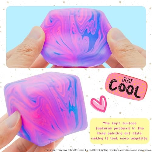 Squishy Sensory Fidget Toys Stress Cube, Gel Filled Stretchy Stress Balls for Kids Adults, Soft Ice Cube Sugar Ball for Boys Girls, Slow Rising Squishies Squeeze Balls Anxiety Relief for Autism, Gifts thumbnail 2