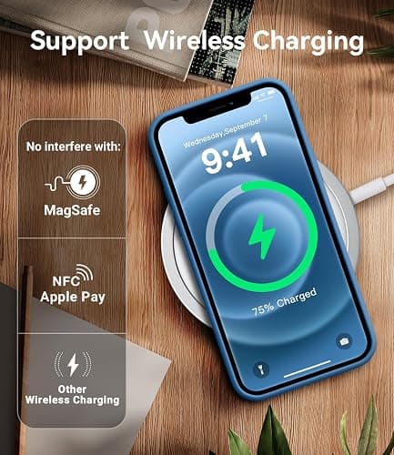 AOTESIER Shockproof Designed for iPhone 12 Mini Case, Food Grade Liquid Silicone Phone Case with [Soft Anti-Scratch Microfiber Lining] Drop Protection 5.4 inch Slim Thin Cover, Azure Blue thumbnail 8