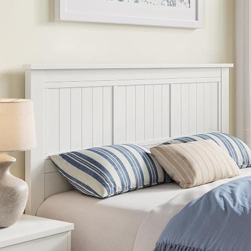 ComfIQ Serene Solid Wood Window-Pane Panel Headboard – Easy Assembly, Casual Coastal Style – Queen Size in White thumbnail 6