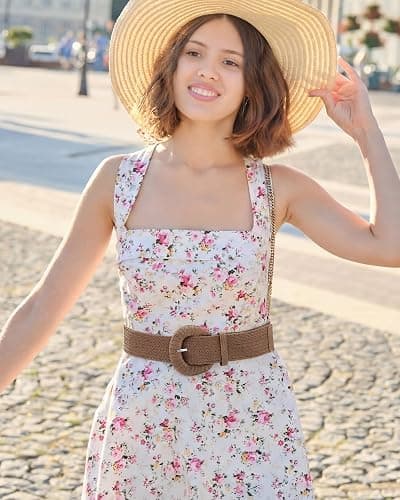 WILLBOND 4 Pcs Women Stretch Wide Straw Belt | Boho Raffia Woven with Rattan Buckle, Elastic Stretchy Waist Belt for Dresses Jeans Pants, Summer Beach Casual Outfits thumbnail 5