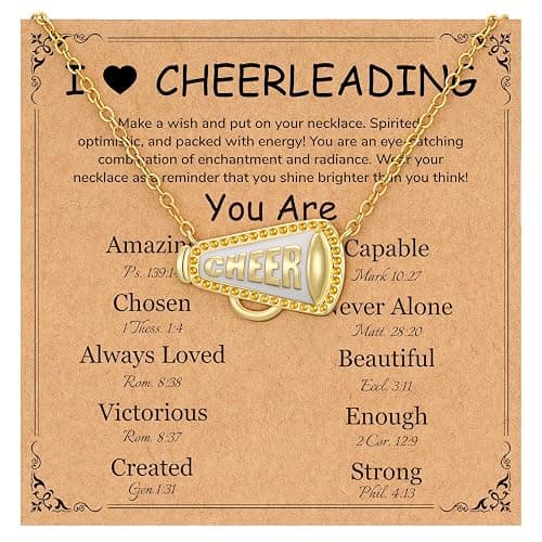 Miss Chipmunk Cheerleader Gifts- Cheer Necklace for Women Teens Fans Coach Team, 14K Gold Plated Cheer Pendant Christmas Birthday Cheer Gifts Jewelry - Image 1