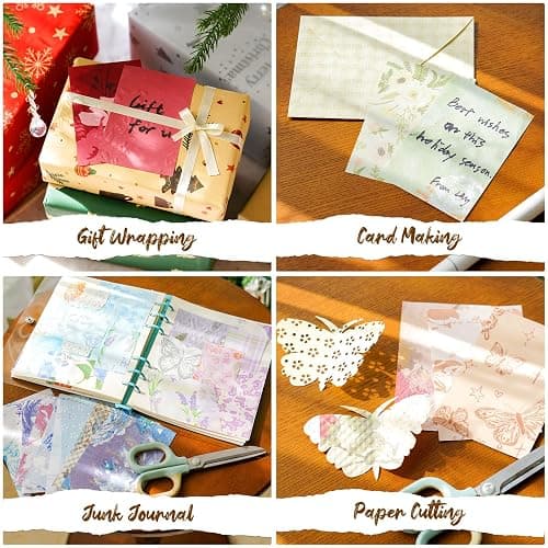 Floral Scrapbook Paper Set, 160 Sheets, 10 Color Themes Scrapbook Supplies | Textured Paper and Mesh Fabric for Junk Journal Supplies, Bullet Journal, Card Making and Gift Wrapping, 4.72 x 3.14 in thumbnail 7