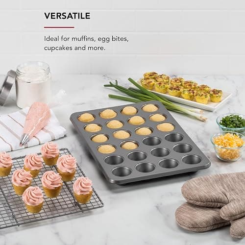 KitchenAid 24-Cup Nonstick Aluminized Steel Mini Muffin Pan, Contour Silver thumbnail 4