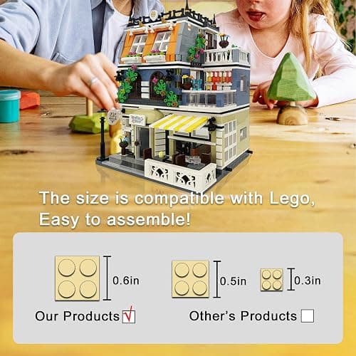 ENJBRICK Garden Hotel Assembly Square Building kit,Modular House Building Blocks Model Set for Teens and Adults.Collectible Display Toy Building Set 1284 PCS thumbnail 4