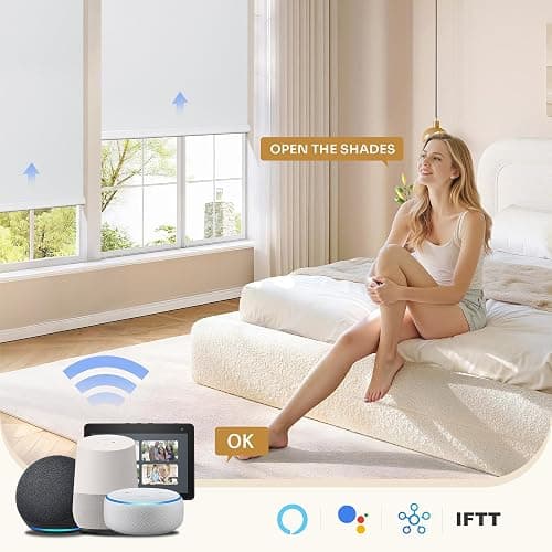 Grandekor No Drill Motorized Blinds with Remote, Roller Shade Electric Smart Remote Control Blinds, Fit for APP and Voice Control, Customized Size Color Blackout thumbnail 4