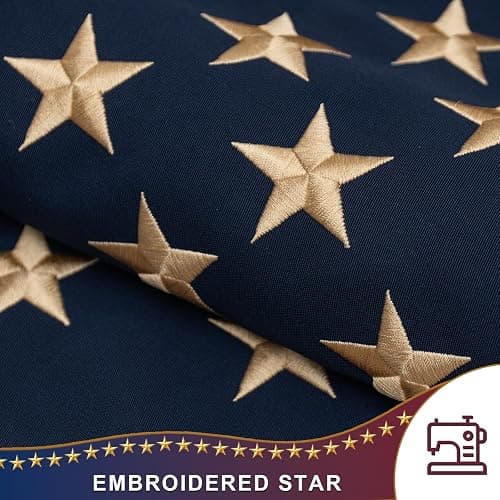 JRED 100% Cotton Vintage American Flags for Outside 3x5 FT Tea Stained US Flag Heavy Duty Outdoor USA Fade Resistant Embroidered Stars Sewn Stripes, Brass Grommets thumbnail 3