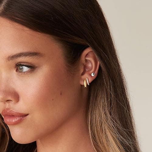 PAVOI Small Gold Hoop Earrings for Women - 14K Gold Plated Huggie Earring | Hypoallergenic Earring Set - Dainty Huggie Hoops with 925 Sterling Silver Posts - Cartilage Hoop Earrings thumbnail 2