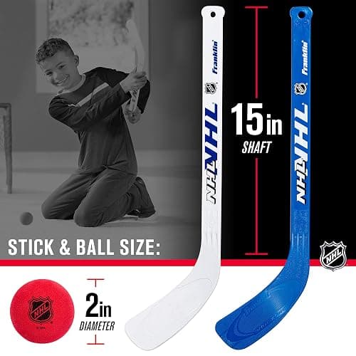 Franklin Sports Mini Hockey Rink Set - Half Rink Knee Hockey Goal, Mini Sticks, and Ball Set - Indoor Mini Hockey Rink - Official NHL Licensed White thumbnail 6