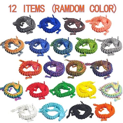 TUTHKOTH 12PCS 3D Printed Dragon Figurine Collection, 11.8 inch Dragon Statues, Random Colors thumbnail 4