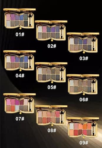 Bernecy Glitter Eyeshadow Palette,10 Colors Sparkle Shimmer Eye Shadow Highly Pigmented Long Lasting Makeup Set Gold (Type 5), Small thumbnail 9
