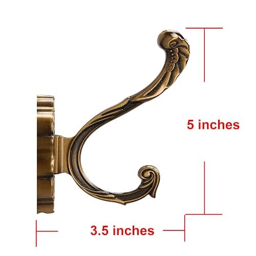 SDH Antique Brass Coat Hooks – Heavy Duty Wall Mounted – Vintage Decorative for Coats, Towels, Keys & Purse – Rust Resistant & Easy Installation Kit Included - Pack of 4 - Pack of 4 - Antique Brass thumbnail 3