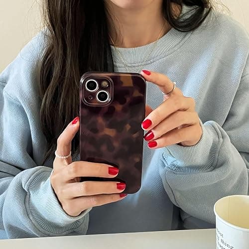 Reezaddin Aesthetic Tortoise Shell Phone Case for iPhone 15 Pro 6.1in,Retro Cool Girl Leopard Print Brown Amber Trendy Full Camera Protective Cover for iPhone 15pro 6.1" thumbnail 7
