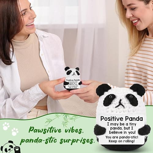 Mini Panda White Elephant Gifts for Adults Women Men Christmas Stocking Stuffers for Teen Girls Boys Kids, Birthday Gifts Emotional Motivational Support Positive Crochet Animals Handmade Panda Decor thumbnail 7