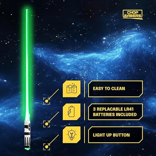 Chop Sabers Light Up Lightsaber Chopsticks, Green Pair thumbnail 6
