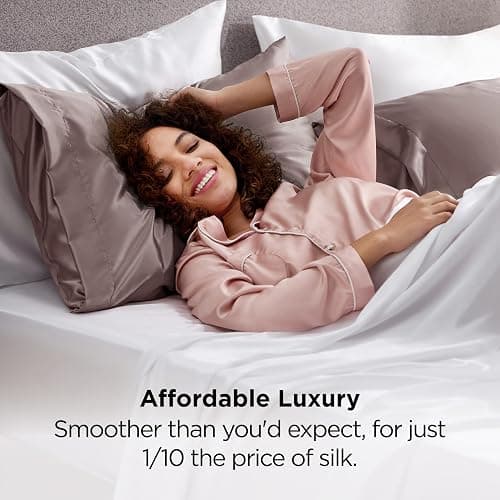 Bedsure Satin Pillowcases Queen Set of 2, Silky Pillow Cases, Dusty Rose | Similar to Silk Pillow Cases, Decorative Covers, Room Decor, Gifts for Women Men, Envelope Closure, For Hair Skin, 20" x 30" thumbnail 5