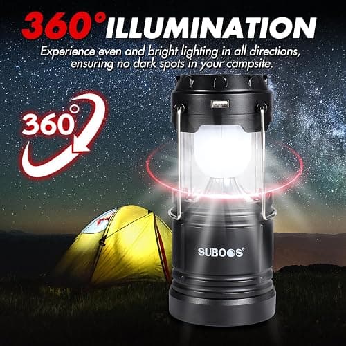 SUBOOS Faroles de camping recargables, lámpara solar y pilas, base magnética, gancho para tienda, accesorios de campamento portátiles para emergencias thumbnail 7