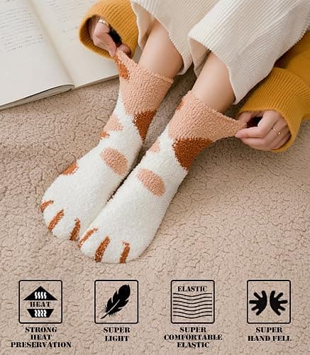 FNOVCO Non Slip Socks for Women Winter Warm Cozy Fuzzy Slipper Socks Soft Fluffy Hospital Socks with Grips thumbnail 5