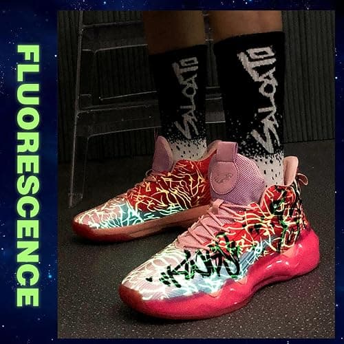 Men's High-Top Basketball Shoes Anti-Slip and Wear-Resistant Soles Running Shoes Graffiti Design Fashionable Sports Shoes thumbnail 3