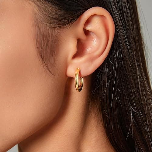 Yurielys Clip on Earrings for Women, 14K Real Gold Plated Non Pierced Hoop, Clip on Hoops for Non Pierced Ears Gold and White Gold thumbnail 5