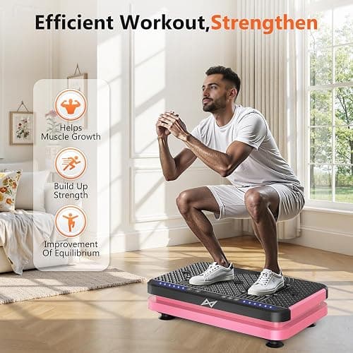 AXV Vibration Plate Fitness Platform Exercise Machine Vibrating Shaking Full Body Shaker Workout Vibrate Stand Shake Board Sport Gym for Weight Loss Fat Burner for Women Men thumbnail 3