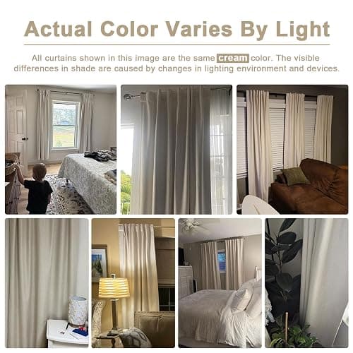 Linen Textured Total Blackout Curtains for Bedroom 72 Inches Long, Oatmeal | 100% Blackout Shield, Back Tab/Rod Pocket Living Room Drapes, Thermal Insulated Blackout Curtains 2 Panels Set, 42"W x 72"L thumbnail 9