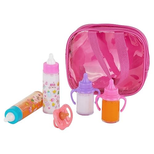 fash n kolor® My Sweet Baby Disappearing Doll Feeding Set, Baby Care 6 Piece Doll Feeding Set - for Toy Stroller | 2 Milk & Juice Bottles with 2 Toy Pacifier for Baby Dolls - Kids Gift Set thumbnail 9