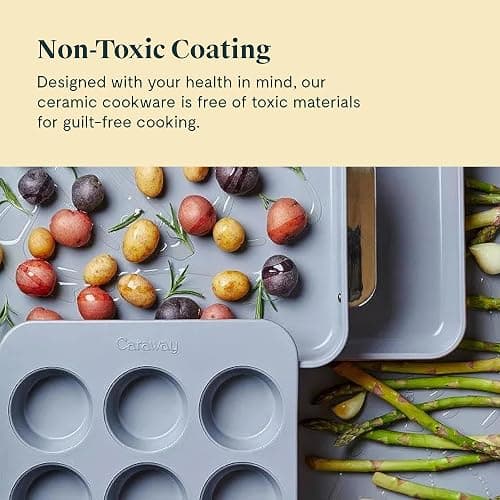 Caraway Nonstick Ceramic Bakeware Set (11 Pieces) - Baking Sheets, Assorted Baking Pans, Cooling Rack, & Storage - Aluminized Steel Body - Non Toxic, PTFE & PFOA Free - White thumbnail 8