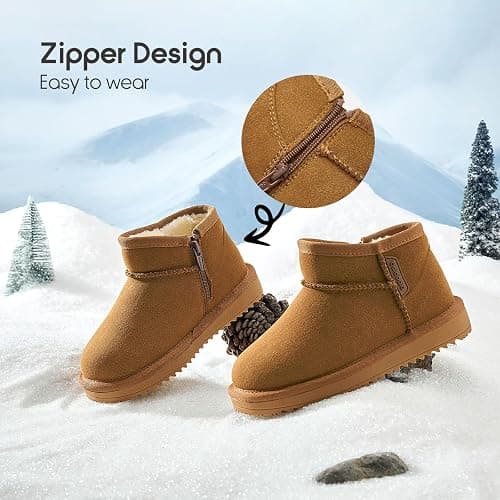 Balabala Boys & Girls Classic Snow Boots, Warm, Suede, Water-Resistant | Water Resistant, Girls, Boys, Kids, Snow Boots, Winter Boots, Classic, Suede, Warm, Hiking Boots, Insulated, Non-Slip Sole thumbnail 3