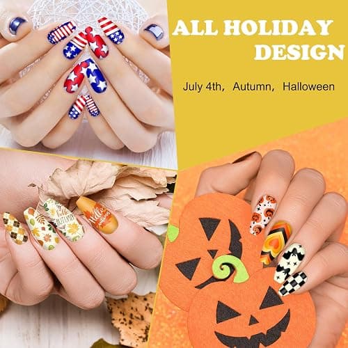 Whaline 6 Pcs All Holiday Nail Art Plates | Christmas Valentines Fall Winter St. Patrick’s Day Patriotic Theme, Stamp Template, DIY Print Manicure Salon Design thumbnail 6