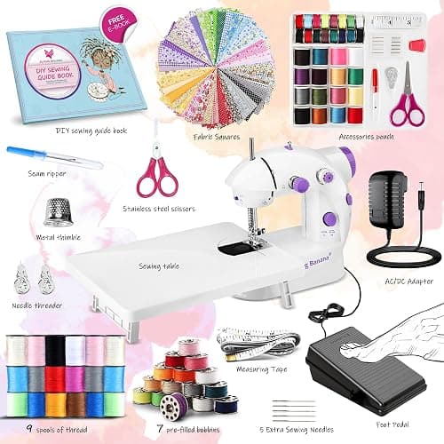 Mini Sewing Machine for Beginners-Maquina de Coser, Easy Automatic Sewing Machine with Extension Table, Household Electric Portable Sewing Tool with Sewing Kit, Small, for All Age, Kids or Adults thumbnail 4